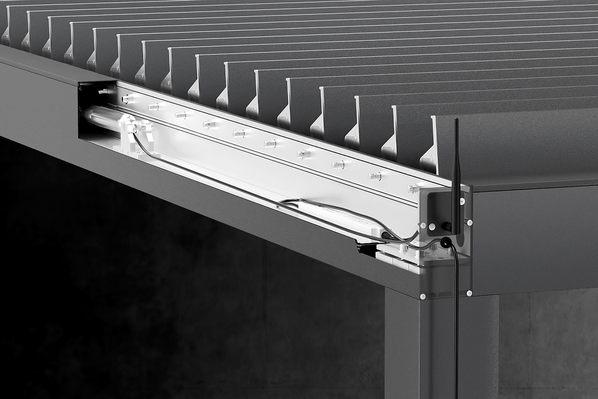 Wolnostojąca pergola SB350 w nowoczesnym ogrodzie